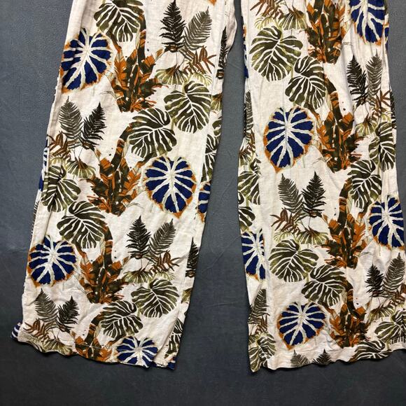 Dahui Hawaii Women's Linen Pants Yoga Wide Leg Smock Waist Comfy Beachy Damask - Picture 4 of 15